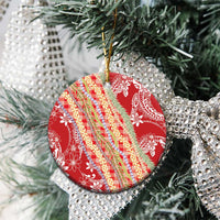 Red Palaka Hawaii Leis Ceramic Ornament Hawaiian-plaid Elegant Tropical Vibes LT14 - Polynesian Pride