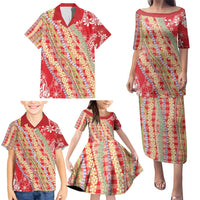 Red Palaka Hawaii Leis Family Matching Puletasi and Hawaiian Shirt Hawaiian-plaid Elegant Tropical Vibes - Polynesian Pride