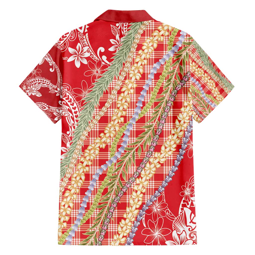 Red Palaka Hawaii Leis Family Matching Puletasi and Hawaiian Shirt Hawaiian-plaid Elegant Tropical Vibes - Polynesian Pride