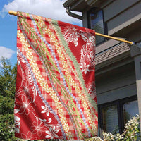 Red Palaka Hawaii Leis Garden Flag Hawaiian-plaid Elegant Tropical Vibes - Polynesian Pride