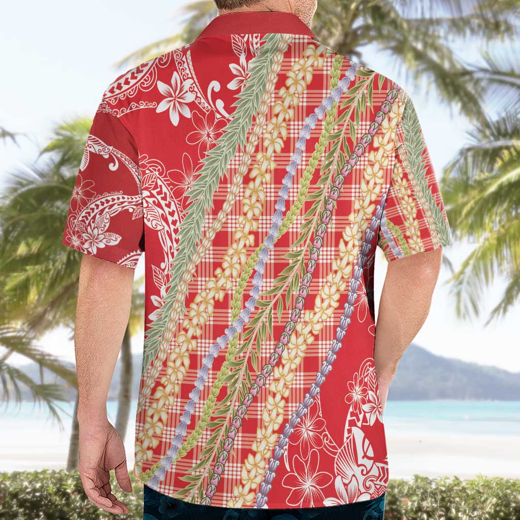 Red Palaka Hawaii Leis Hawaiian Shirt Hawaiian-plaid Elegant Tropical Vibes - Polynesian Pride