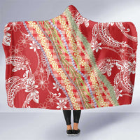 Red Palaka Hawaii Leis Hooded Blanket Hawaiian-plaid Elegant Tropical Vibes LT14 One Size Red - Polynesian Pride