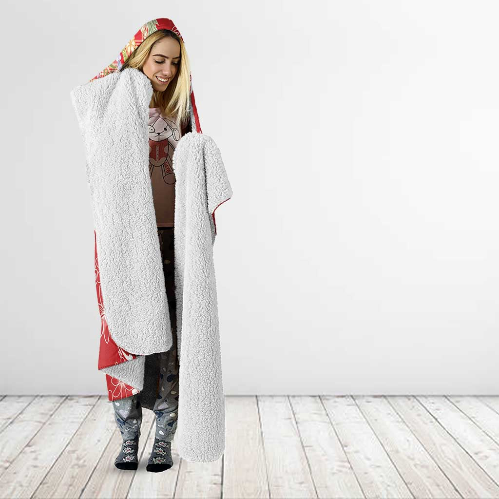 Red Palaka Hawaii Leis Hooded Blanket Hawaiian-plaid Elegant Tropical Vibes LT14 - Polynesian Pride