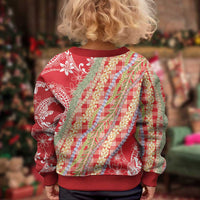 Red Palaka Hawaii Leis Kid Ugly Christmas Sweater Hawaiian-plaid Elegant Tropical Vibes LT14 - Polynesian Pride