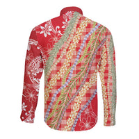 Red Palaka Hawaii Leis Long Sleeve Button Shirt Hawaiian-plaid Elegant Tropical Vibes LT14 - Polynesian Pride