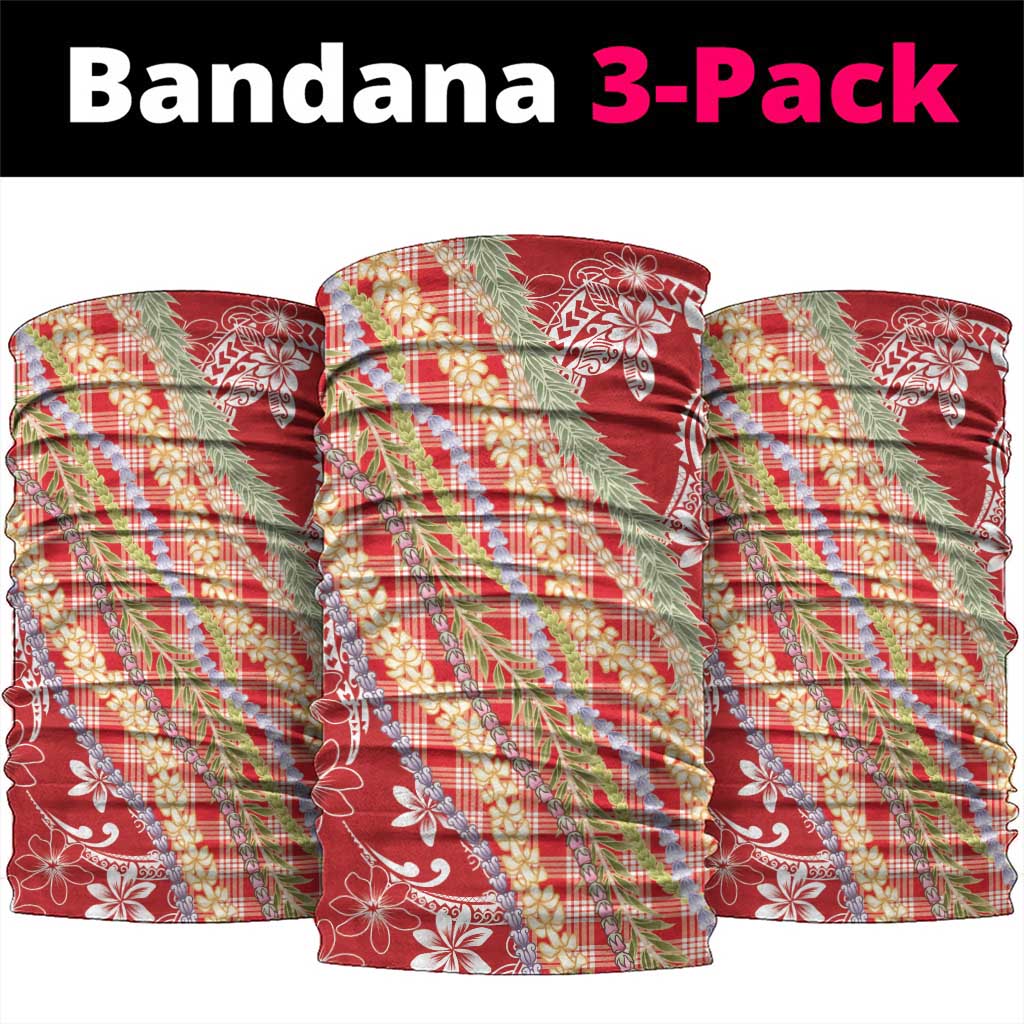 Red Palaka Hawaii Leis Neck Gaiter Hawaiian-plaid Elegant Tropical Vibes - Polynesian Pride