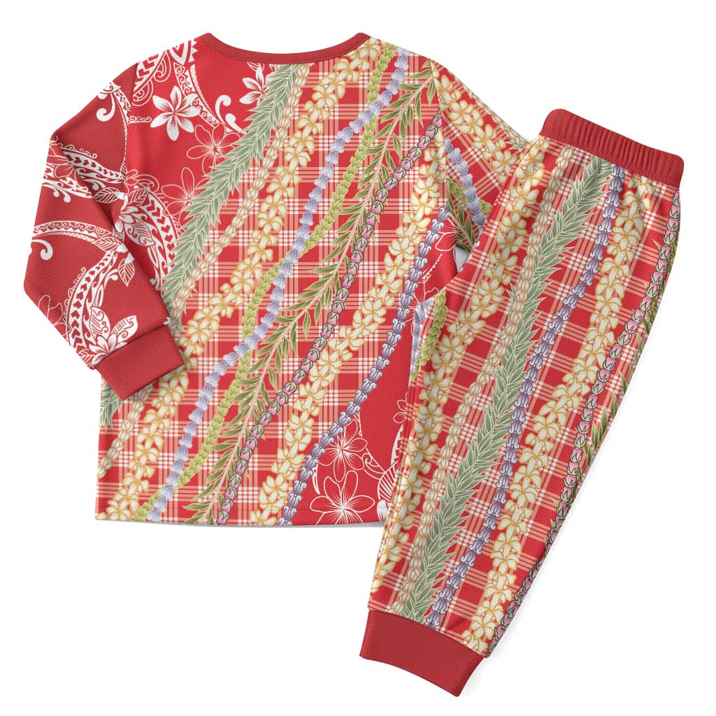 Red Palaka Hawaii Leis Christmas Pajama Set Hawaiian-plaid Elegant Tropical Vibes LT14 - Polynesian Pride
