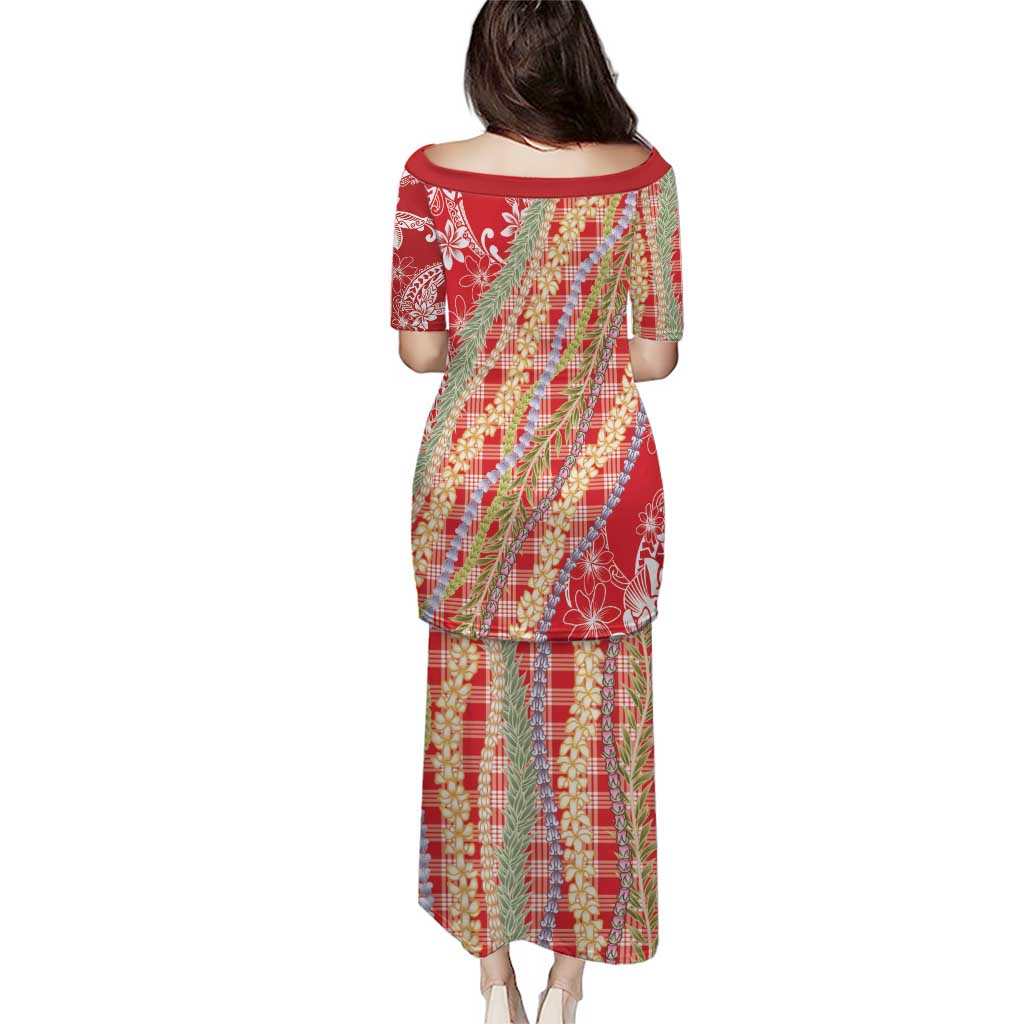 Red Palaka Hawaii Leis Puletasi Hawaiian-plaid Elegant Tropical Vibes - Polynesian Pride