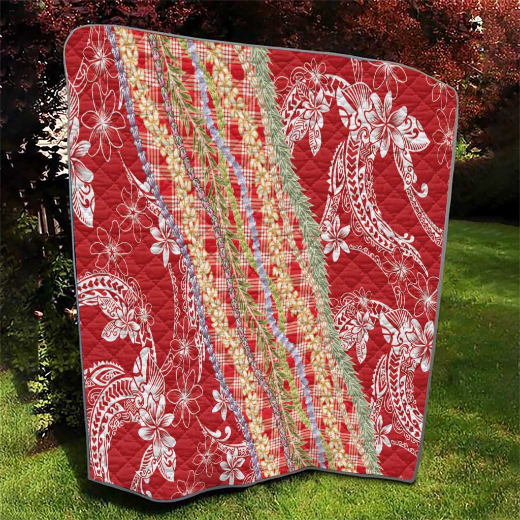 Red Palaka Hawaii Leis Quilt Hawaiian-plaid Elegant Tropical Vibes - Polynesian Pride
