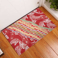 Red Palaka Hawaii Leis Rubber Doormat Hawaiian-plaid Elegant Tropical Vibes LT14 - Polynesian Pride