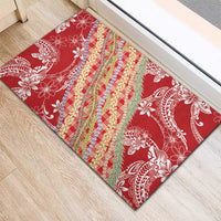 Red Palaka Hawaii Leis Rubber Doormat Hawaiian-plaid Elegant Tropical Vibes LT14 - Polynesian Pride