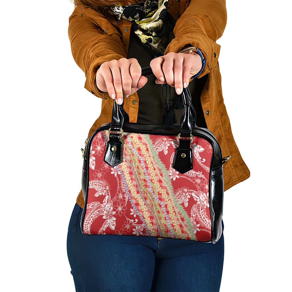 Red Palaka Hawaii Leis Shoulder Handbag Hawaiian-plaid Elegant Tropical Vibes LT14 One Size Red - Polynesian Pride