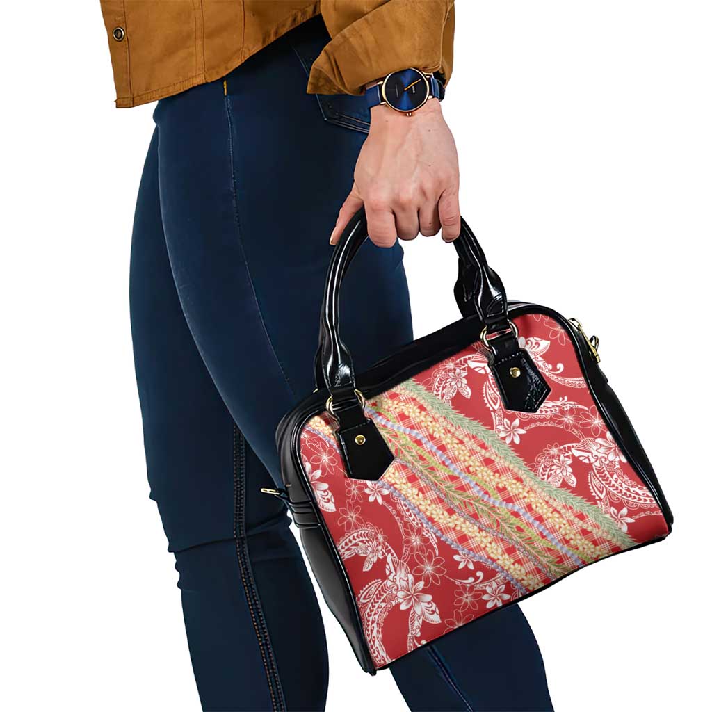 Red Palaka Hawaii Leis Shoulder Handbag Hawaiian-plaid Elegant Tropical Vibes LT14 - Polynesian Pride