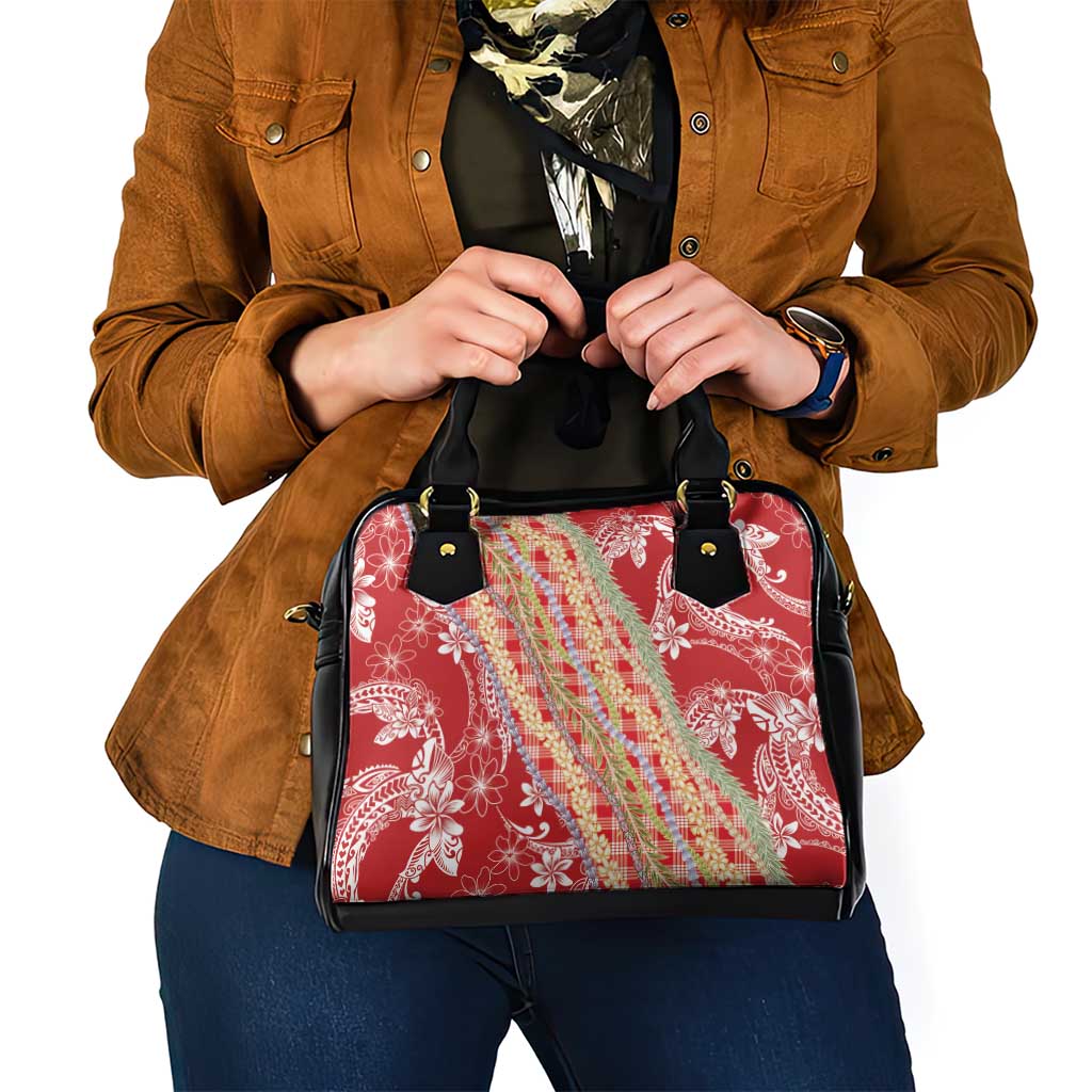 Red Palaka Hawaii Leis Shoulder Handbag Hawaiian-plaid Elegant Tropical Vibes LT14 - Polynesian Pride