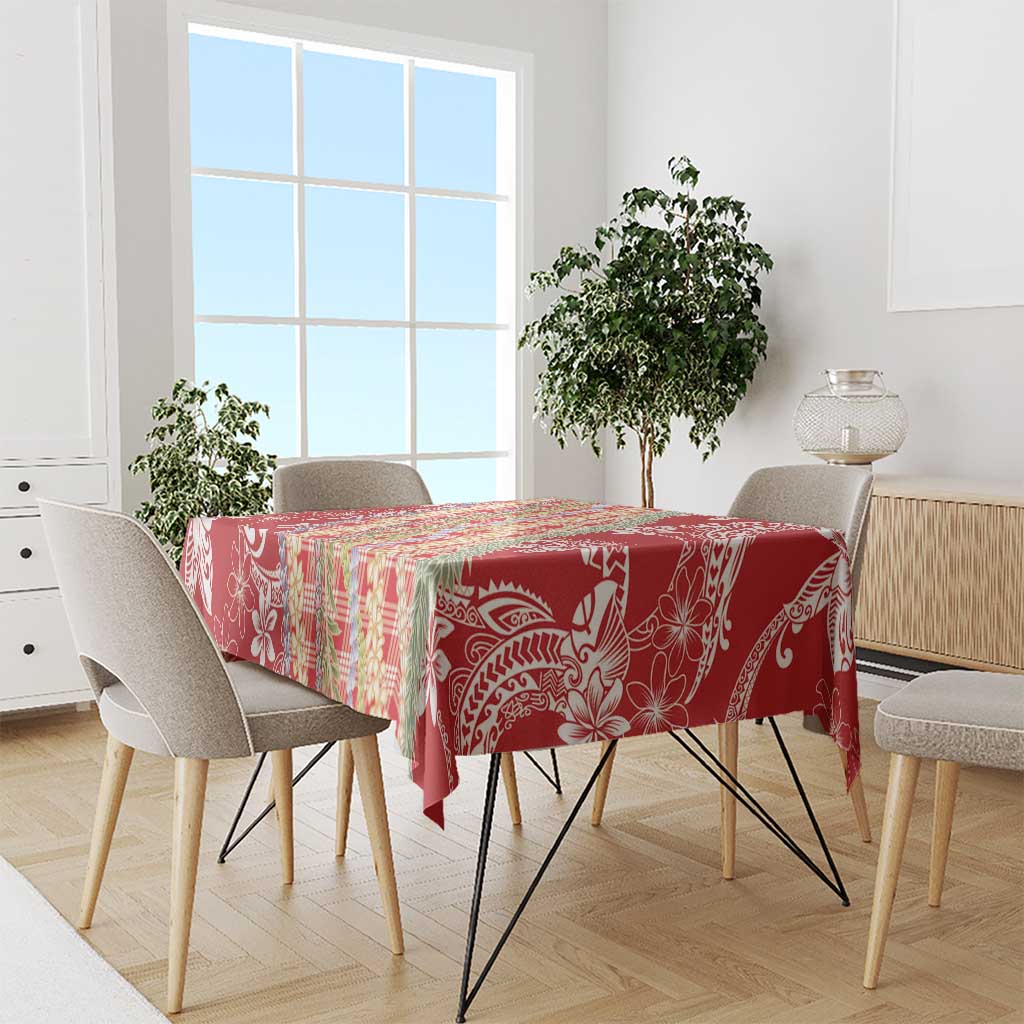Red Palaka Hawaii Leis Tablecloth Hawaiian-plaid Elegant Tropical Vibes LT14 - Polynesian Pride