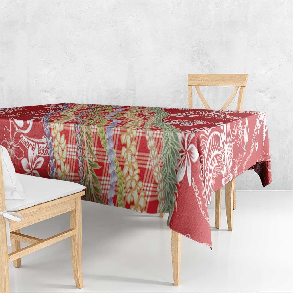 Red Palaka Hawaii Leis Tablecloth Hawaiian-plaid Elegant Tropical Vibes LT14 - Polynesian Pride