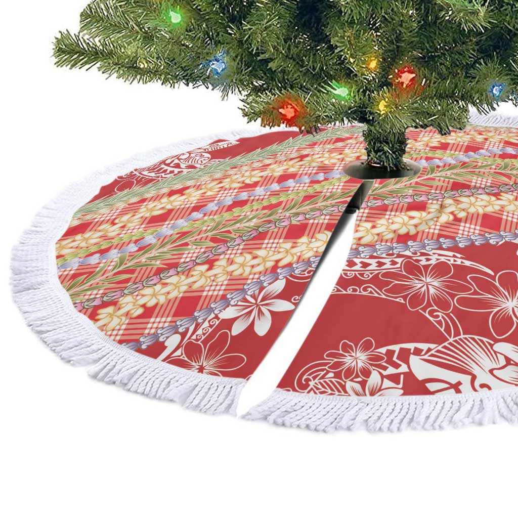 Red Palaka Hawaii Leis Tree Skirt Hawaiian-plaid Elegant Tropical Vibes LT14 - Polynesian Pride
