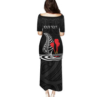 Personalised New Zealand Darts Family Matching Puletasi Dress and Hawaiian Shirt Aotearoa Maori Fern Bring It On LT14 - Polynesian Pride