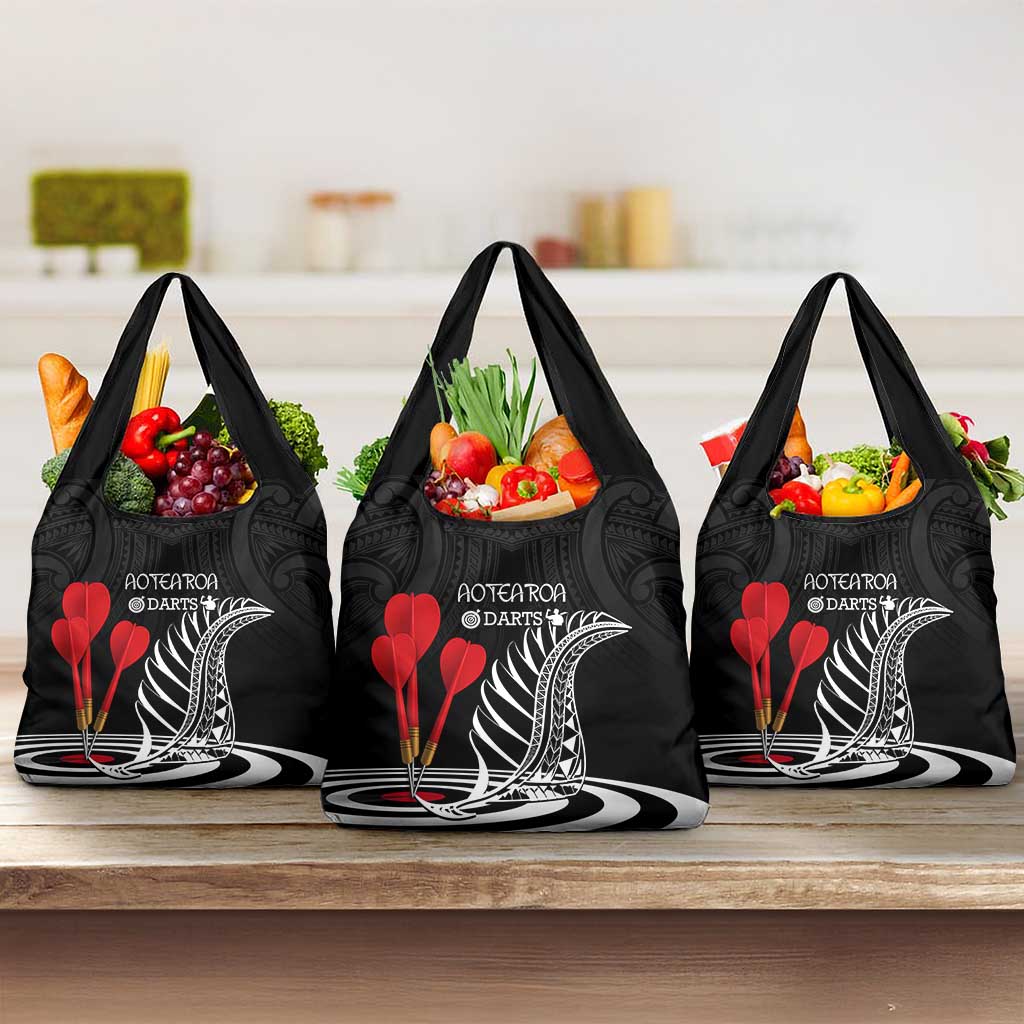 New Zealand Darts Grocery Bag Aotearoa Maori Fern Bring It On LT14 3-pack One Size Black - Polynesian Pride