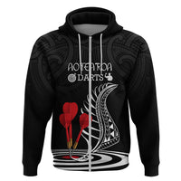 Personalised New Zealand Darts Hoodie Aotearoa Maori Fern Bring It On LT14 Zip Hoodie Black - Polynesian Pride
