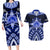 Tonga Tupou College And Queen Salote College Couples Matching Long Sleeve Bodycon Dress and Hawaiian Shirt Tongan Ngatu Pattern LT14 Blue - Polynesian Pride