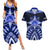 Tonga Tupou College And Queen Salote College Couples Matching Summer Maxi Dress and Hawaiian Shirt Tongan Ngatu Pattern LT14 Blue - Polynesian Pride