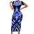 Tonga Tupou College And Queen Salote College Family Matching Short Sleeve Bodycon Dress and Hawaiian Shirt Tongan Ngatu Pattern LT14 Mom's Dress Blue - Polynesian Pride