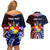 Personalised Tupou College And Kolisi Tonga Atele Couples Matching Off Shoulder Short Dress and Hawaiian Shirt Tongan Ngatu Pattern LT14 - Polynesian Pride