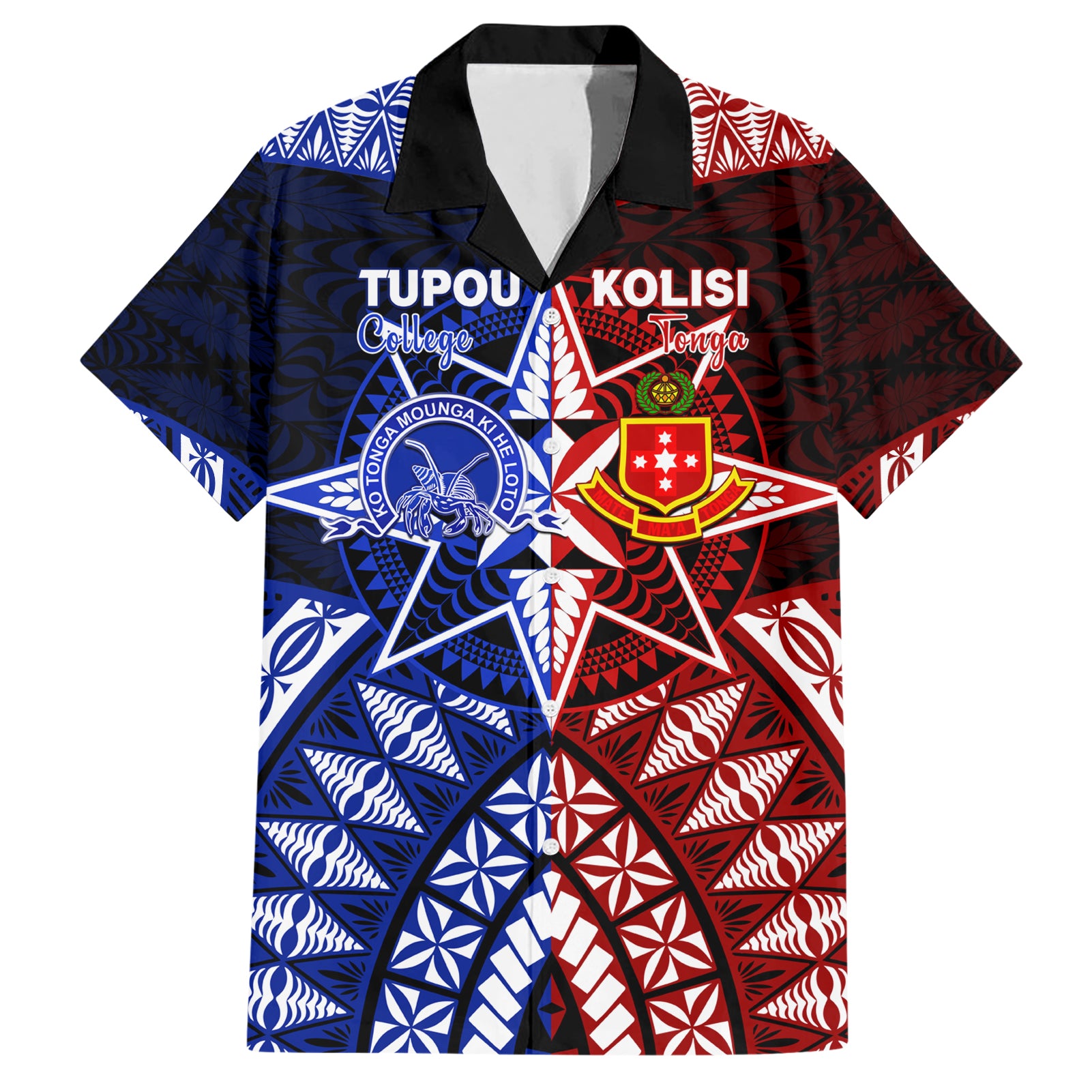 Personalised Tupou College And Kolisi Tonga Atele Hawaiian Shirt Tongan Ngatu Pattern LT14 Blue - Polynesian Pride