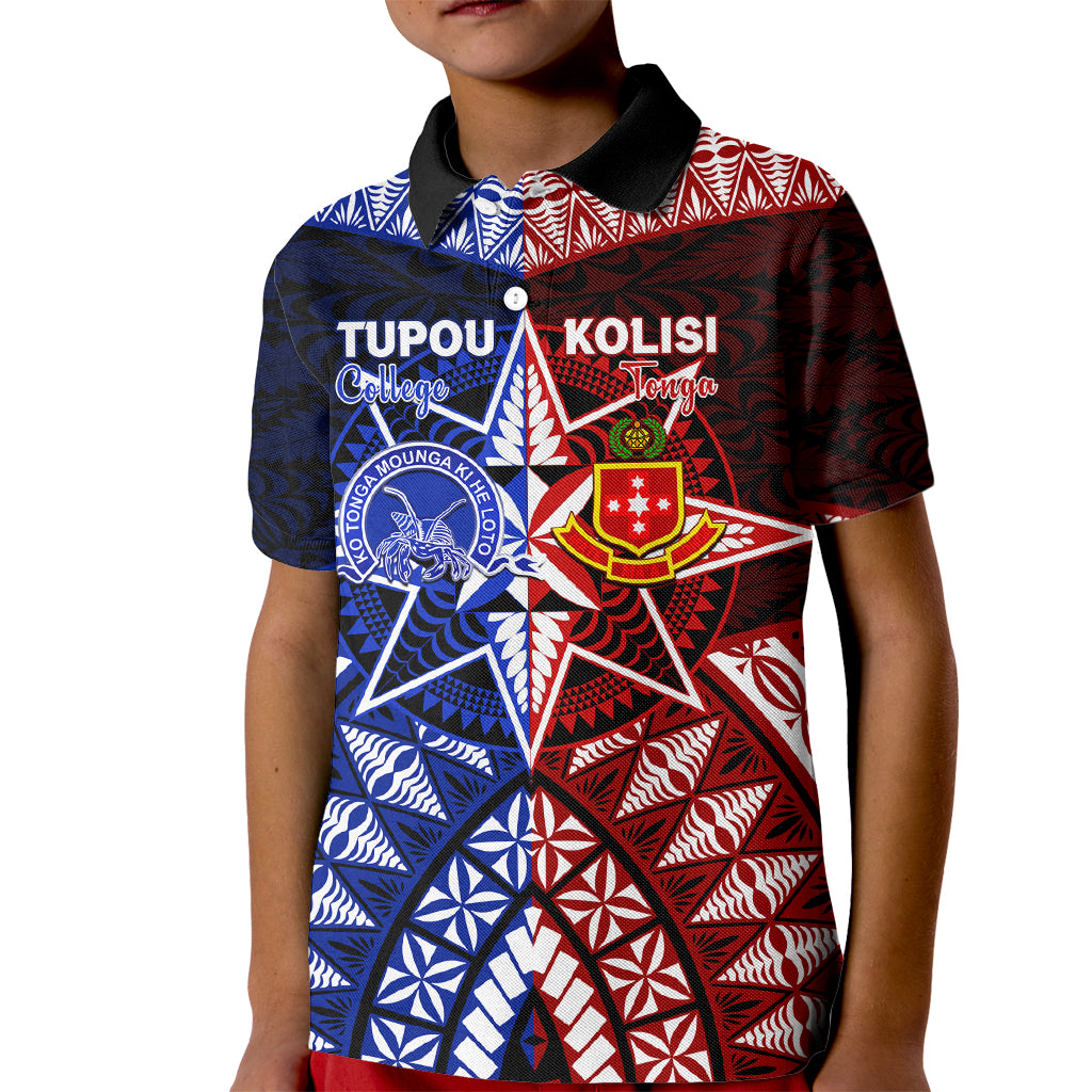 Personalised Tupou College And Kolisi Tonga Atele Kid Polo Shirt Tongan Ngatu Pattern LT14 Kid Blue - Polynesian Pride