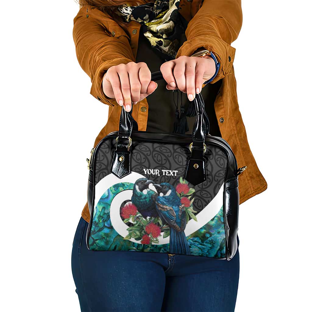 Personalised Valentine's Day New Zealand Shoulder Handbag Tui Bird Couple Kowhaiwhai Mix Pohutukawa