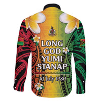 Vanuatu Independence Day Family Matching Off The Shoulder Long Sleeve Dress and Hawaiian Shirt Long God Yumi Stanap Happy 45th Anniversary LT14