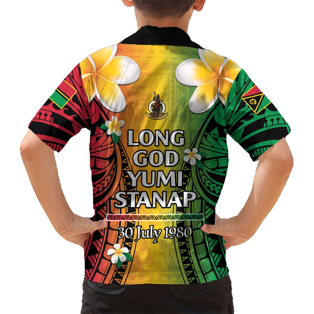 Vanuatu Independence Day Family Matching Off Shoulder Maxi Dress and Hawaiian Shirt Long God Yumi Stanap Happy 46th Anniversary LT14 - Polynesian Pride
