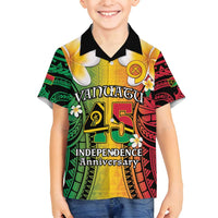 Vanuatu Independence Day Family Matching Off Shoulder Short Dress and Hawaiian Shirt Long God Yumi Stanap Happy 45th Anniversary LT14