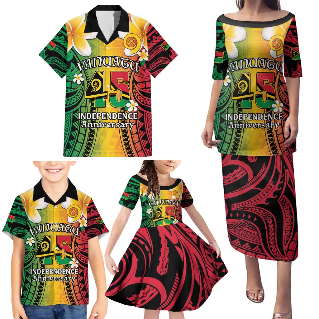 Vanuatu Independence Day Family Matching Puletasi and Hawaiian Shirt Long God Yumi Stanap Happy 45th Anniversary LT14