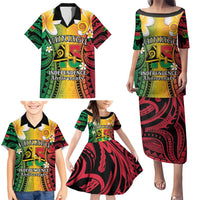 Vanuatu Independence Day Family Matching Puletasi and Hawaiian Shirt Long God Yumi Stanap Happy 45th Anniversary LT14