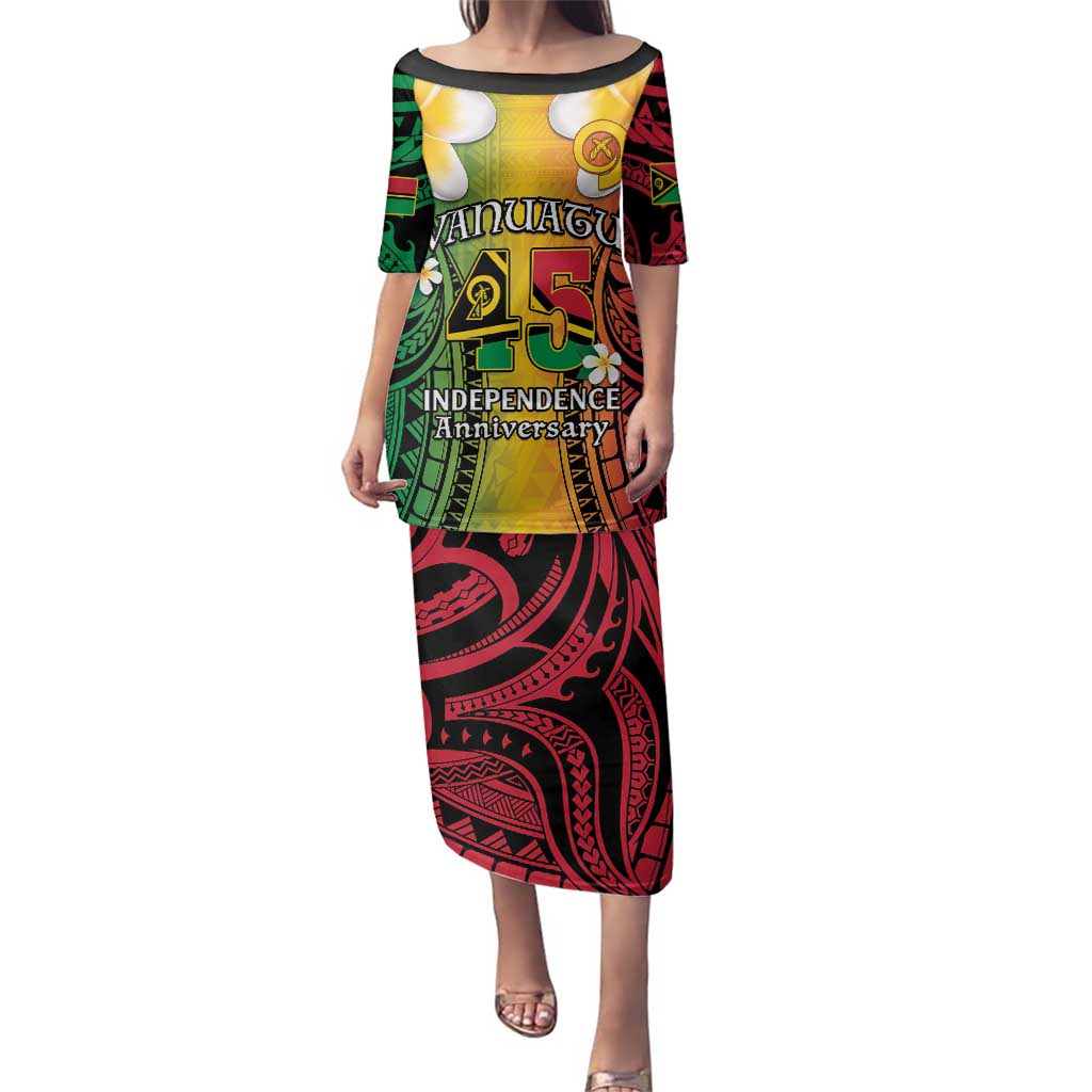 Vanuatu Independence Day Family Matching Puletasi and Hawaiian Shirt Long God Yumi Stanap Happy 45th Anniversary LT14