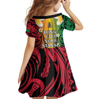 Vanuatu Independence Day Family Matching Short Sleeve Bodycon Dress and Hawaiian Shirt Long God Yumi Stanap Happy 45th Anniversary LT14