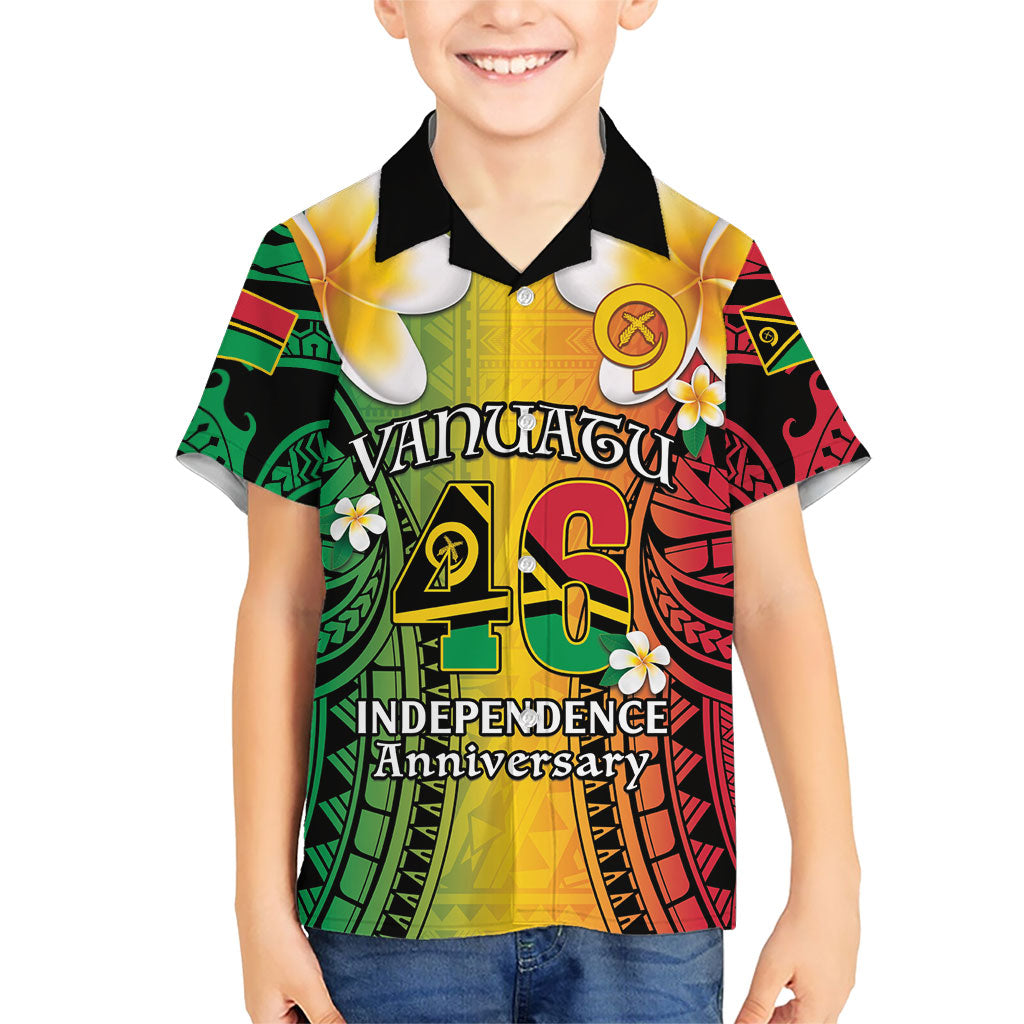 Vanuatu Independence Day Family Matching Summer Maxi Dress and Hawaiian Shirt Long God Yumi Stanap Happy 46th Anniversary LT14 Son's Shirt Reggae - Polynesian Pride