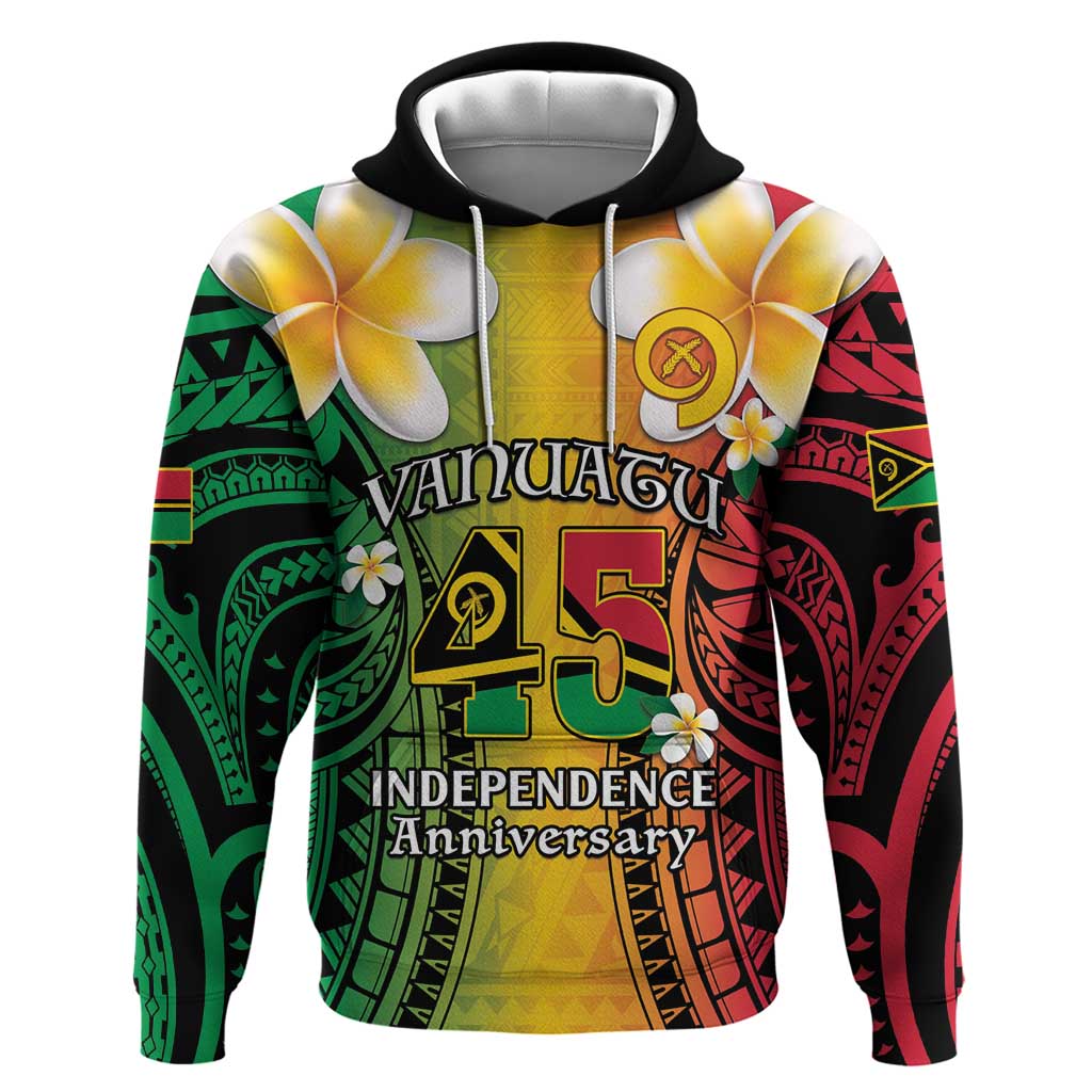 Vanuatu Independence Day Hoodie Long God Yumi Stanap Happy 45th Anniversary LT14