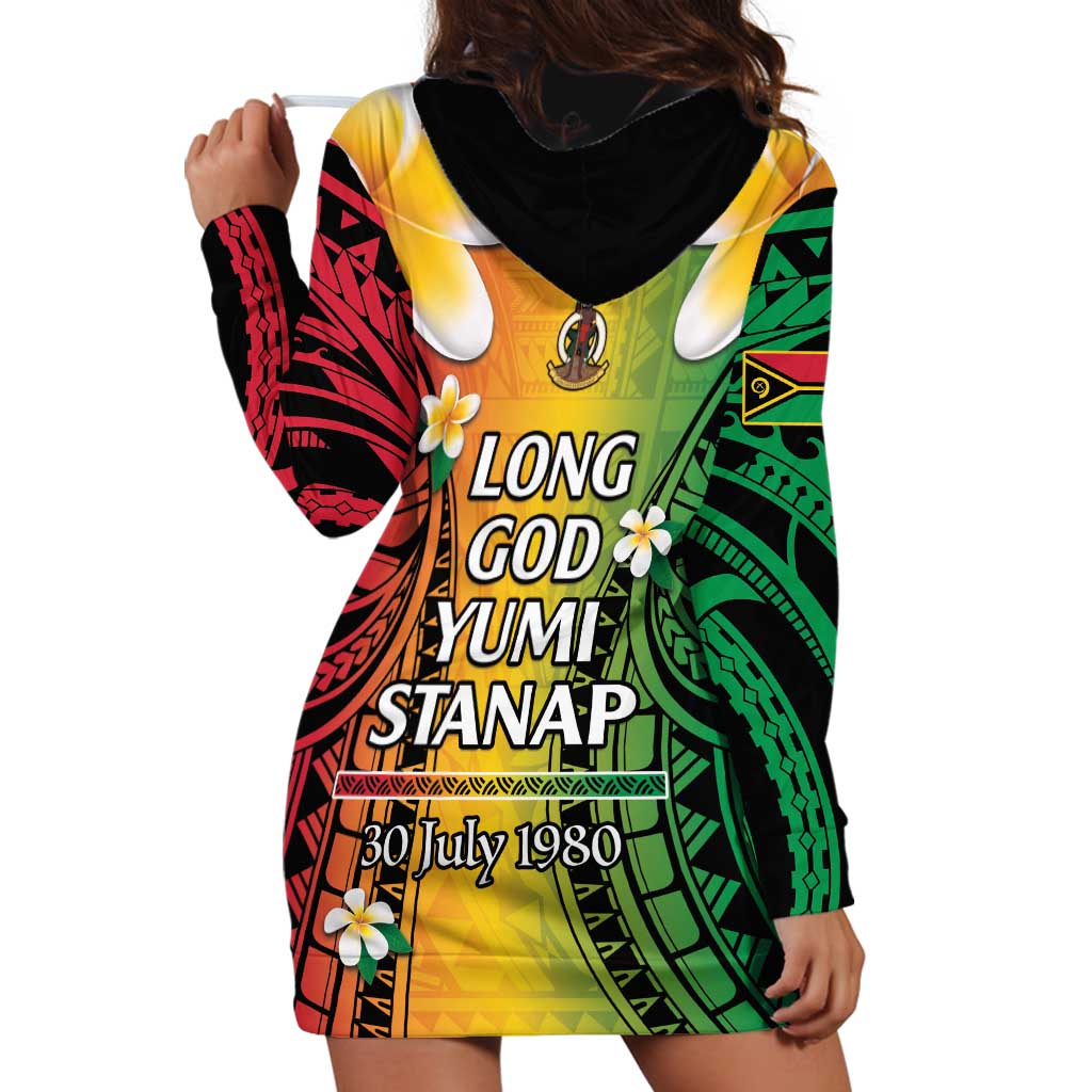 Vanuatu Independence Day Hoodie Dress Long God Yumi Stanap Happy 45th Anniversary LT14