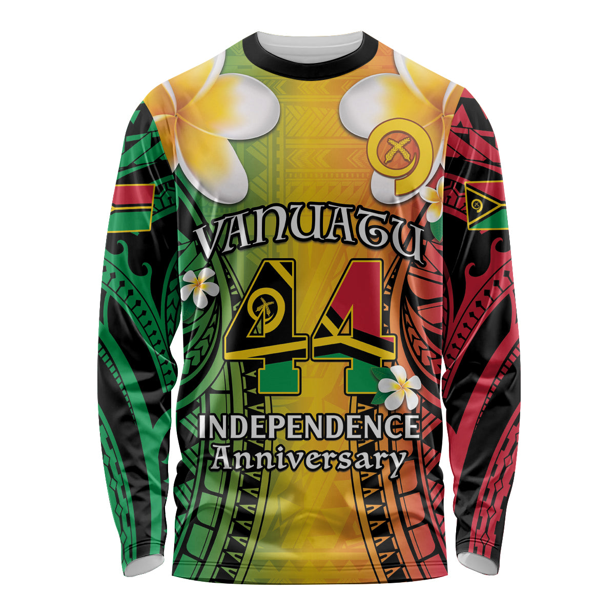 Vanuatu Independence Day Long Sleeve Shirt Long God Yumi Stanap Happy 44th Anniversary