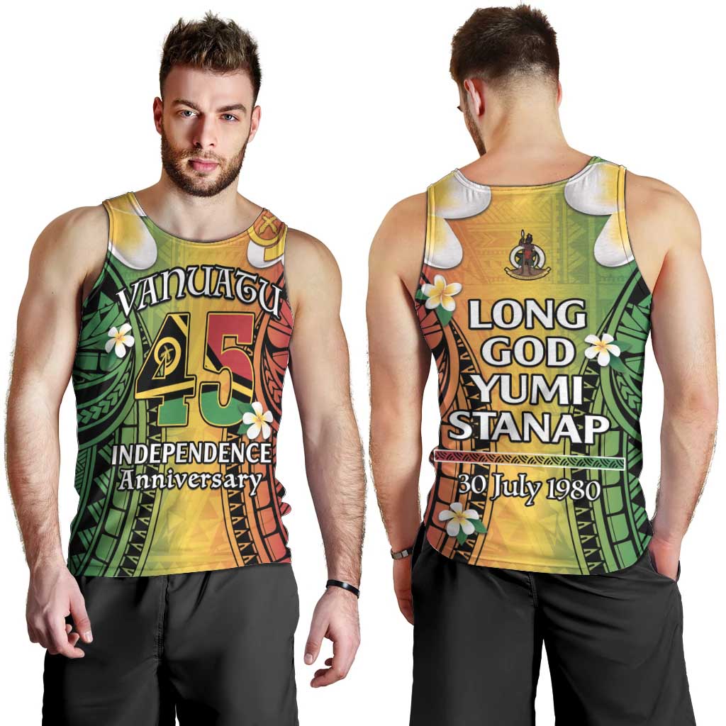 Vanuatu Independence Day Men Tank Top Long God Yumi Stanap Happy 45th Anniversary LT14 - Polynesian Pride