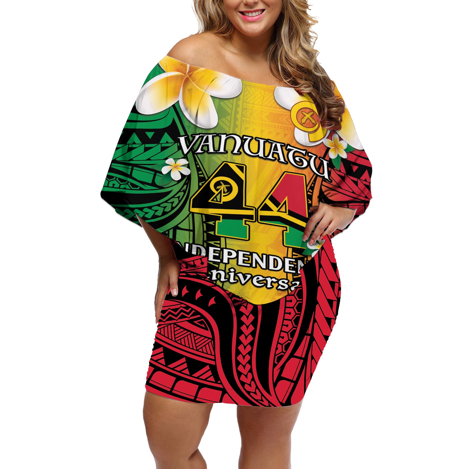 Vanuatu Independence Day Off Shoulder Short Dress Long God Yumi Stanap Happy 44th Anniversary