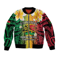 Vanuatu Independence Day Sleeve Zip Bomber Jacket Long God Yumi Stanap Happy 45th Anniversary LT14 Unisex Reggae - Polynesian Pride