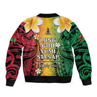 Vanuatu Independence Day Sleeve Zip Bomber Jacket Long God Yumi Stanap Happy 45th Anniversary LT14 - Polynesian Pride