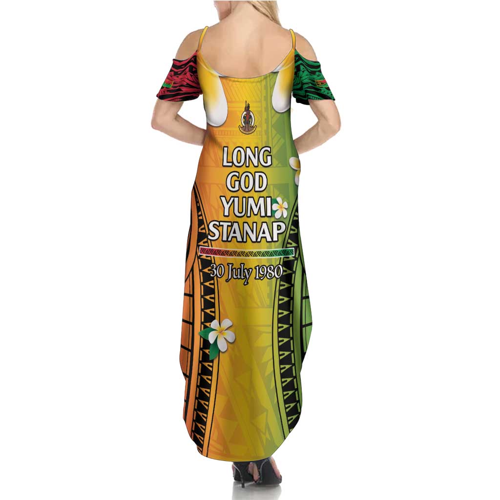 Vanuatu Independence Day Summer Maxi Dress Long God Yumi Stanap Happy 45th Anniversary LT14 - Polynesian Pride