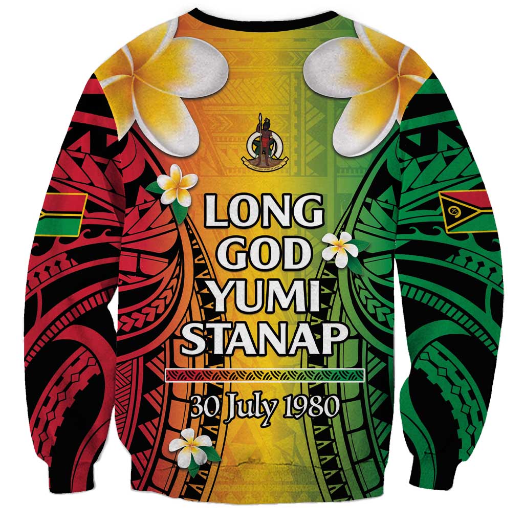 Vanuatu Independence Day Sweatshirt Long God Yumi Stanap Happy 45th Anniversary LT14 - Polynesian Pride