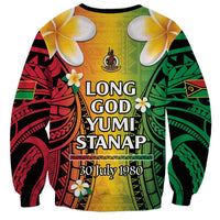 Vanuatu Independence Day Sweatshirt Long God Yumi Stanap Happy 45th Anniversary LT14 - Polynesian Pride