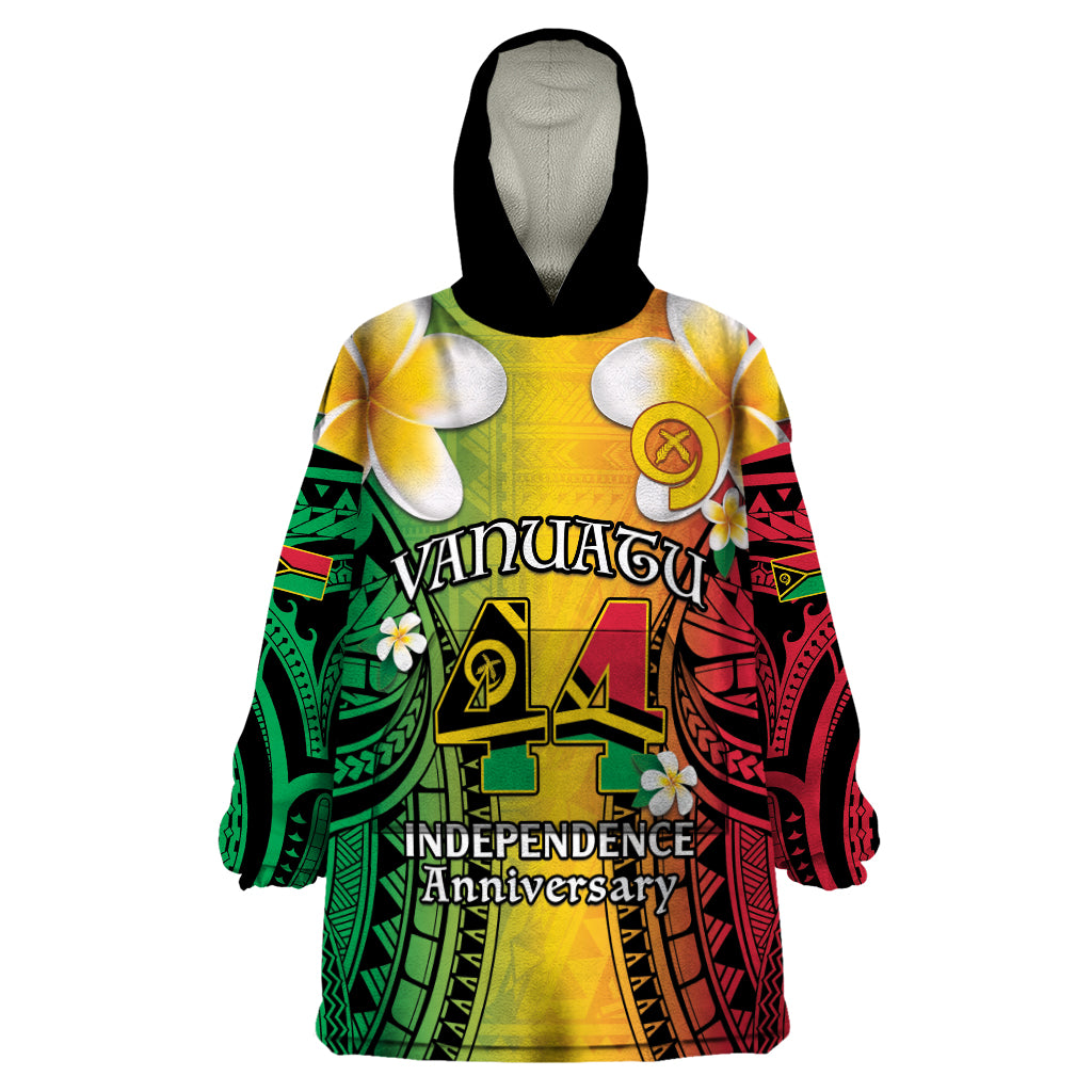 Vanuatu Independence Day Wearable Blanket Hoodie Long God Yumi Stanap Happy 44th Anniversary